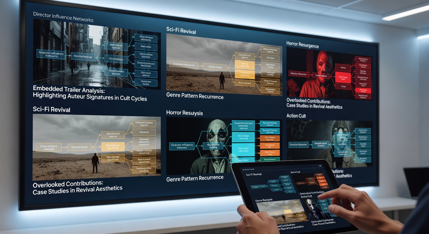 Data visualization showing trailer embed performance metrics across horror and sci-fi genres during recent cult film revivals