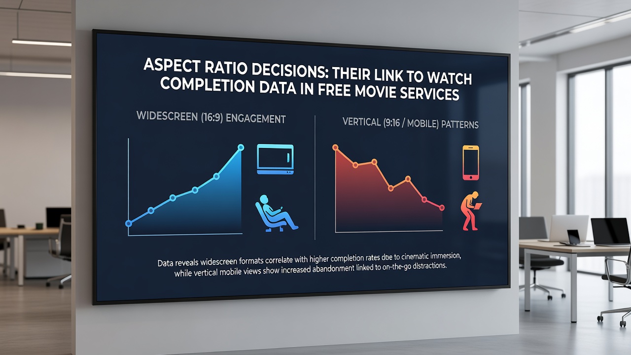 Graph illustrating completion rates by aspect ratio across different devices in free movie services