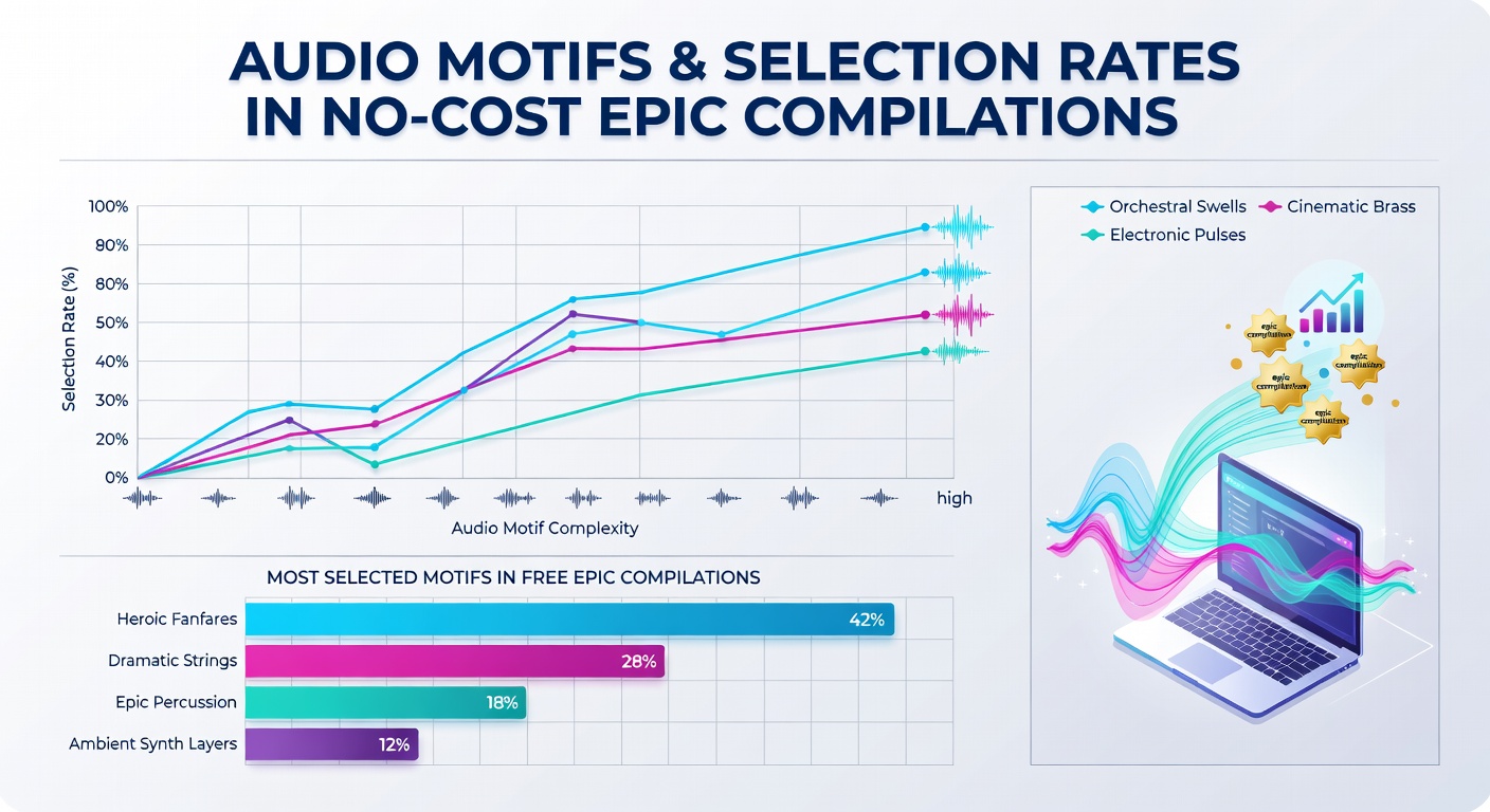 Chart illustrating selection rate increases tied to audio motif frequency in epic compilations
