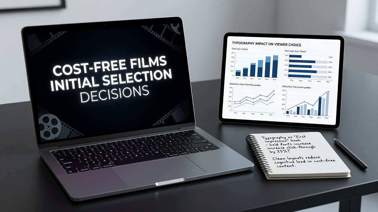 Comparison of typography styles affecting viewer clicks in ad-supported film platforms