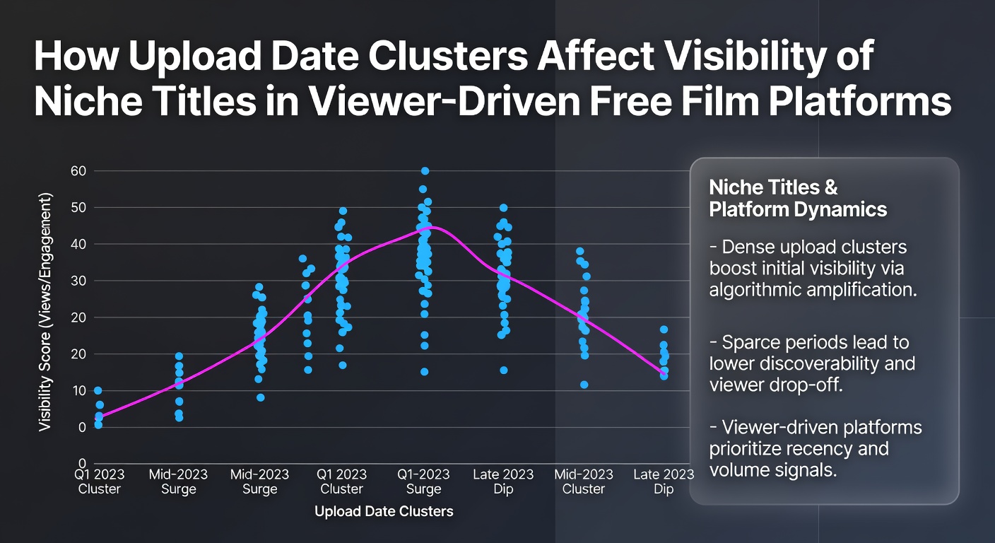 Visualization of upload date clusters impacting niche film visibility on free streaming platforms